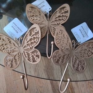 Elegant Butterfly Wall Hook Set - Brown